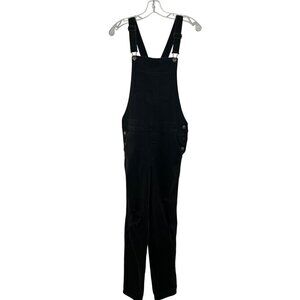 Old Navy Women's Distressed Denim Overalls Tapered Leg Black Size 0